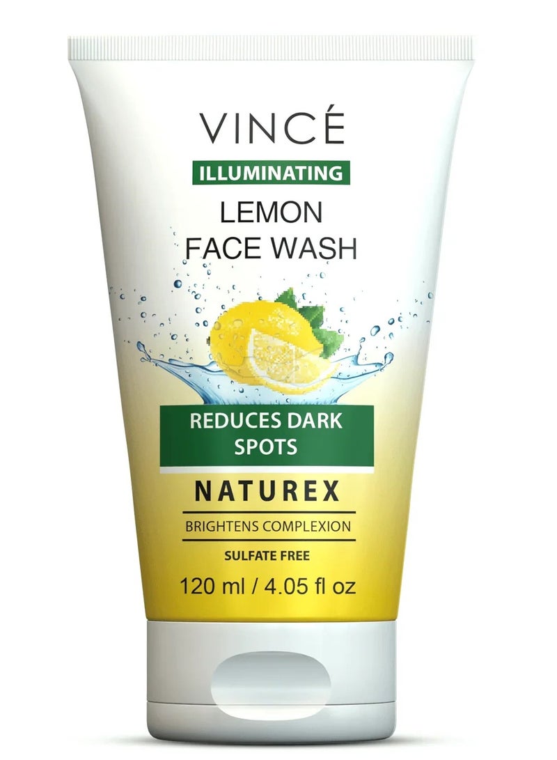 VINCE Lemon Face Wash – Reduces Dark Spots, Sunspots, & Controls Oil – Deeply Cleanses, Moisturizes, and Brightens Complexion – Reveals Fresh, Smooth, and Supple Skin – 120ml - Image 1