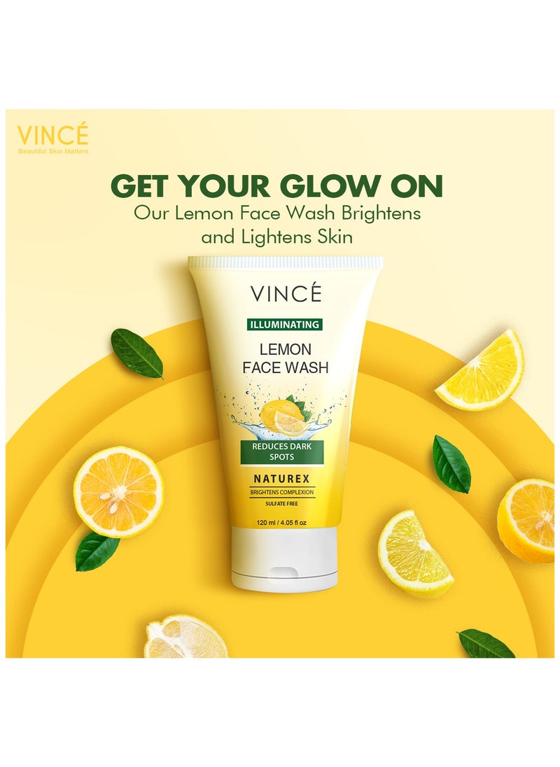 VINCE - Lemon Face Wash – Reduces Dark Spots, Sunspots, & Controls Oil – Deeply Cleanses, Moisturizes, and Brightens Complexion – Reveals Fresh, Smooth, and Supple Skin – 120ml - Image 1