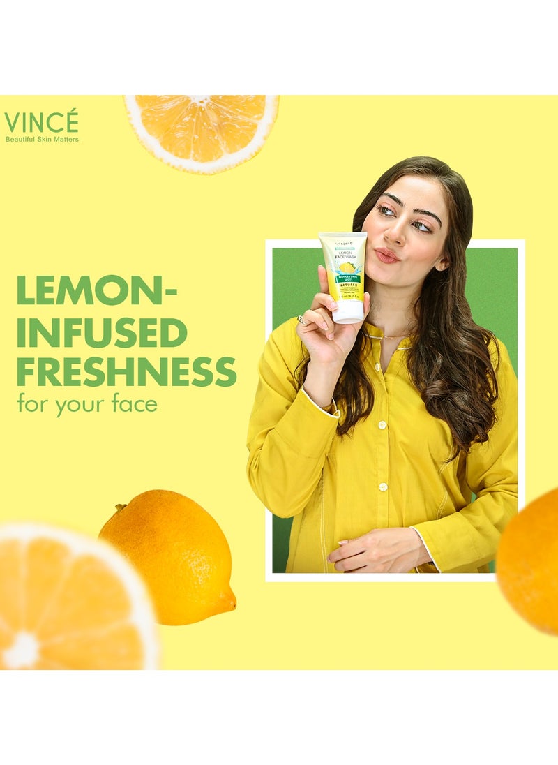 VINCE - Lemon Face Wash – Reduces Dark Spots, Sunspots, & Controls Oil – Deeply Cleanses, Moisturizes, and Brightens Complexion – Reveals Fresh, Smooth, and Supple Skin – 120ml - Image 1
