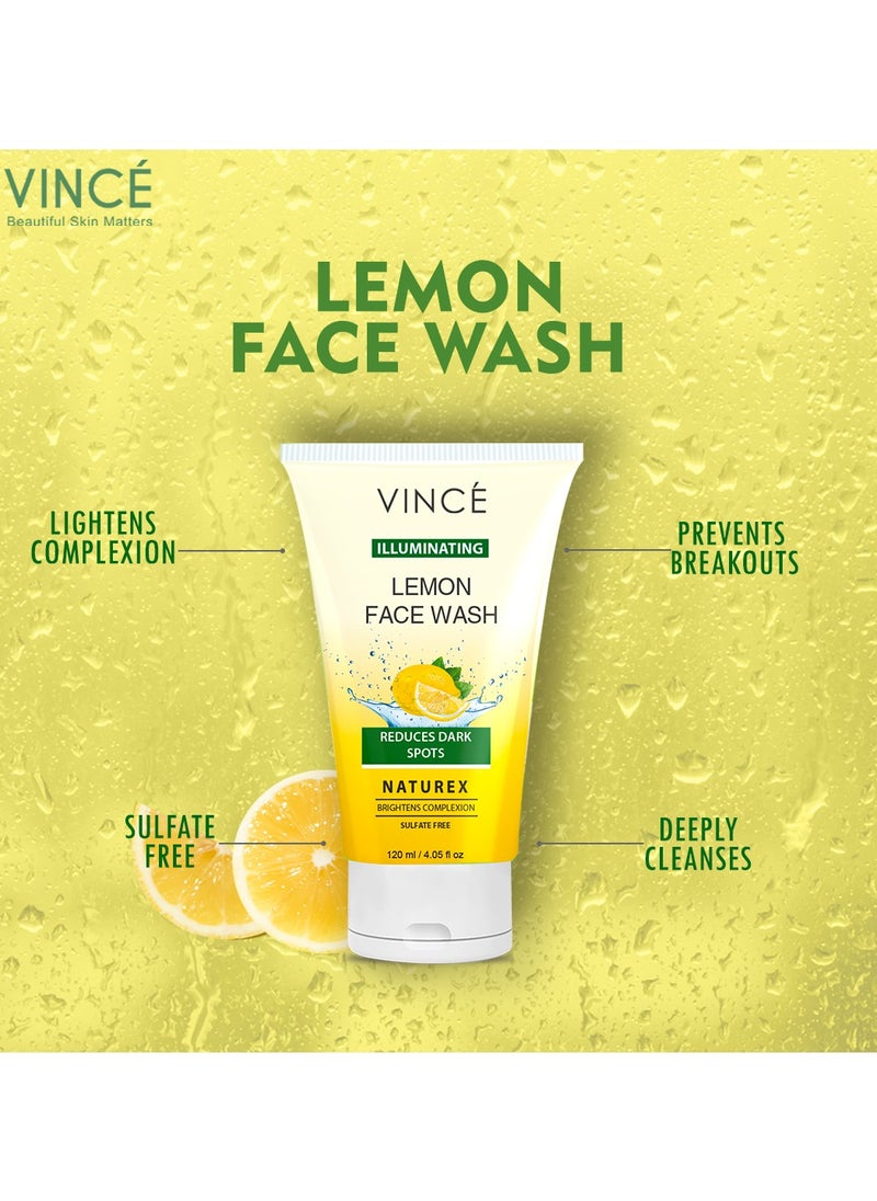 VINCE - Lemon Face Wash – Reduces Dark Spots, Sunspots, & Controls Oil – Deeply Cleanses, Moisturizes, and Brightens Complexion – Reveals Fresh, Smooth, and Supple Skin – 120ml - Image 1
