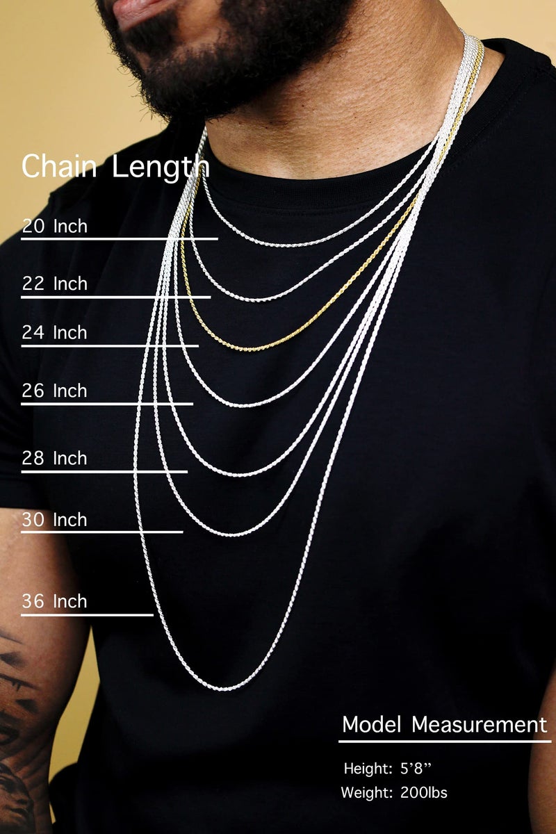 Sac Silver Sterling Silver Diamond-Cut Rope Chain 3mm Solid 925 Italy New Necklace 20" - Image 4