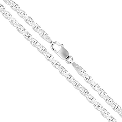 Sac Silver Sterling Silver Diamond-Cut Rope Chain 3mm Solid 925 Italy New Necklace 20" - Image 1