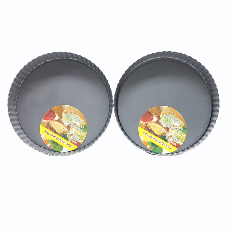 Folca NonStick Pie Tart Tin Mould Pan for Baking Cooking Moulds Pizza Cake Mould with Removable Bottom 2pcs - Image 1