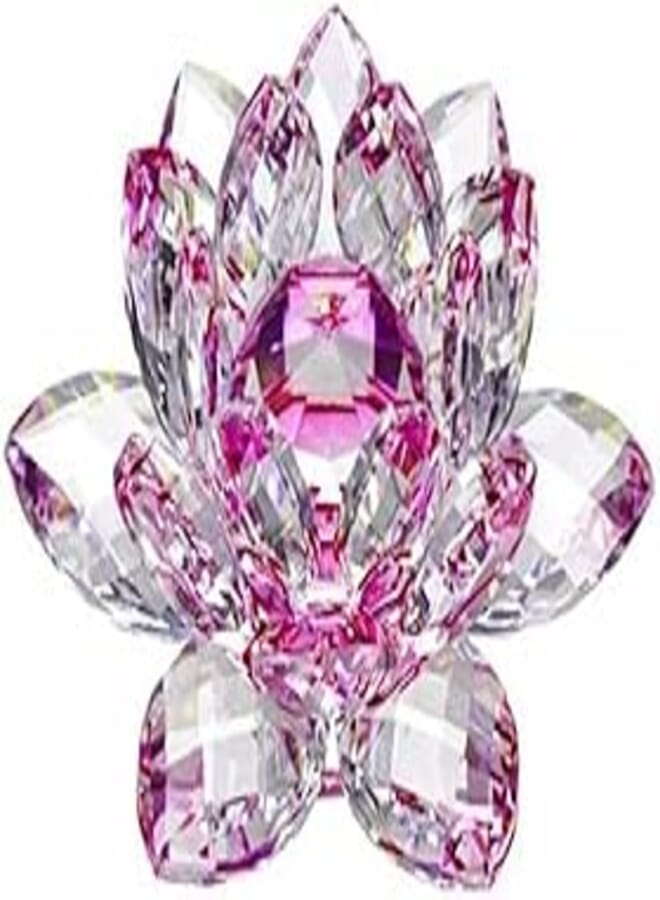Clear Crystal Lotus, Sparkle Crystal Flower with Gift Box, Hue Reflection, Glittering, Purity, Good Fortune,Wisdom,Feng Shui Ornaments,Home Decor,Party,Photography (5.5"/14cm, Pink) By Julia Store 