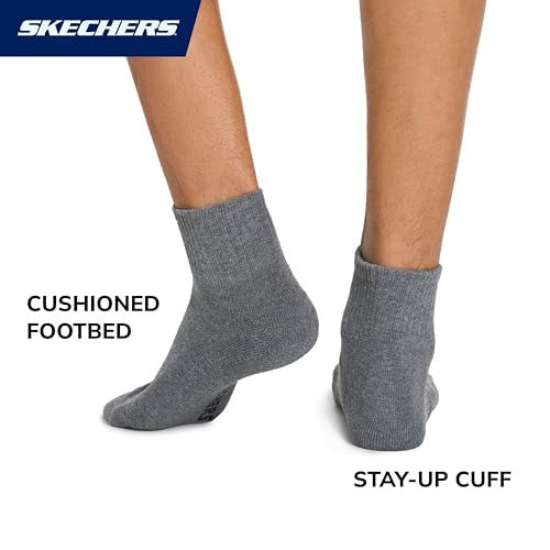 Skechers Men's 10-Pack Half Terry Classic Quarter Crew Socks, Comfort-Fit & Cushioned Footbed - Image 4