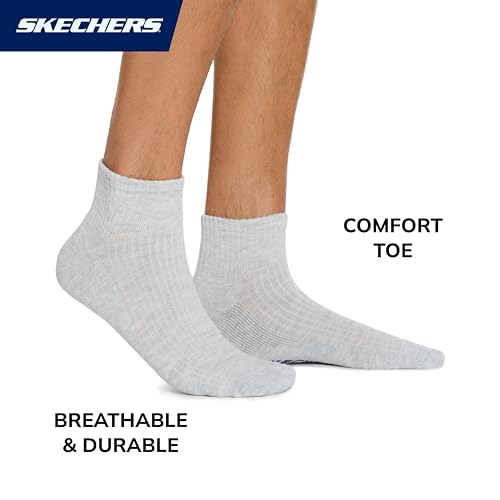 Skechers Men's 10-Pack Half Terry Classic Quarter Crew Socks, Comfort-Fit & Cushioned Footbed - Image 3