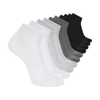 Skechers Men's 10-Pack Half Terry Classic Quarter Crew Socks, Comfort-Fit & Cushioned Footbed