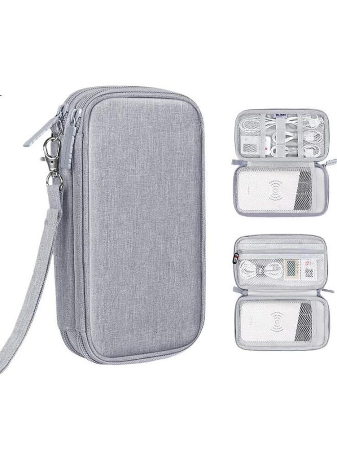 BUBM Power Bank Storage Bag For Xiaomi 2 Romoss Portable Charger Protective Case, Multi-Functional Cable Organizer Box For Earphones And Digital Accessories, Grey, Double Layer - Image 1