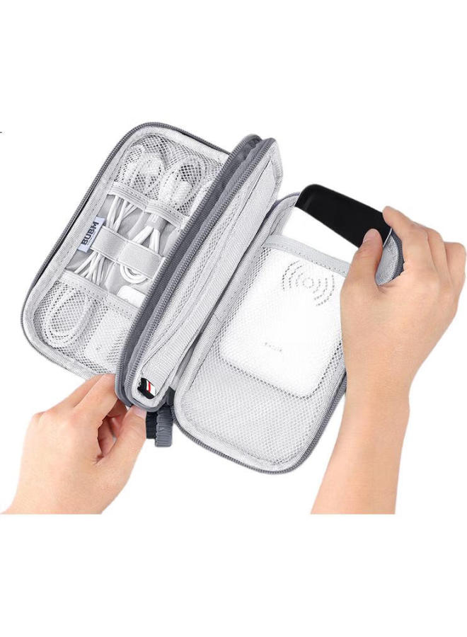 BUBM Power Bank Storage Bag For Xiaomi 2 Romoss Portable Charger Protective Case, Multi-Functional Cable Organizer Box For Earphones And Digital Accessories, Grey, Double Layer - Image 3