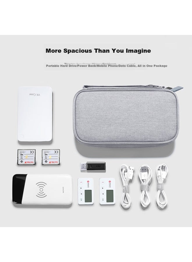 Bubm Power Bank Storage Bag For Xiaomi 2 Romoss Portable Charger Protective Case, Multi-functional Cable Organizer Box For Earphones And Digital Accessories, Grey, Double Layer - Image 2