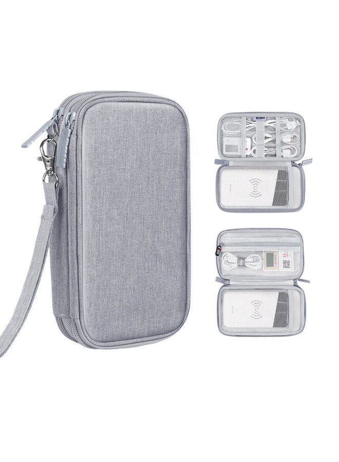 Bubm Power Bank Storage Bag For Xiaomi 2 Romoss Portable Charger Protective Case, Multi-functional Cable Organizer Box For Earphones And Digital Accessories, Grey, Double Layer - Image 1