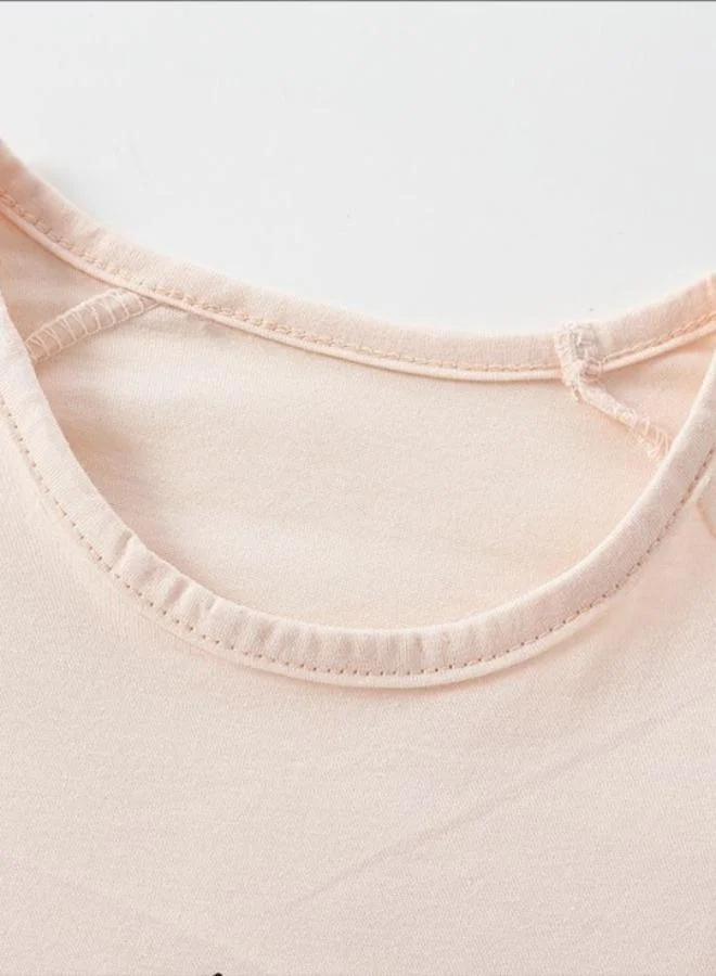 يونيكي Cream Crew Neck Long Sleeve Printed Top
