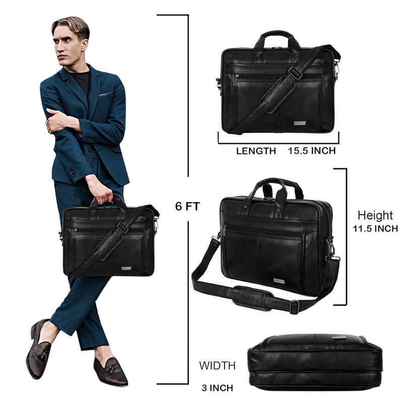 Hard Craft Messenger Office Laptop Bag for Men PU Leather Business Executive Briefcase Laptopbags Corporate Official Sling Side Shoulder File HandBag for Man Supports Laptop Upto 15.6 inches - Image 5
