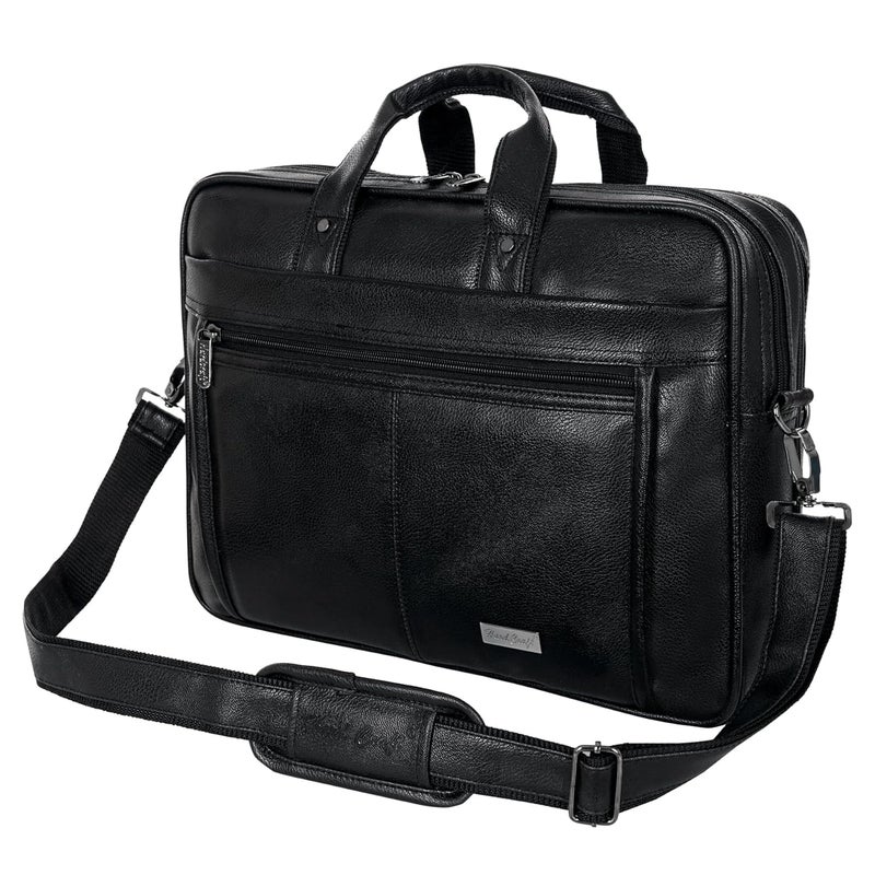 Hard Craft Messenger Office Laptop Bag for Men PU Leather Business Executive Briefcase Laptopbags Corporate Official Sling Side Shoulder File HandBag for Man Supports Laptop Upto 15.6 inches - Image 1
