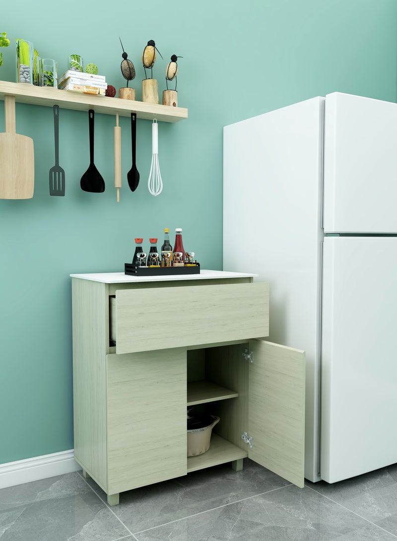 دبيلو تي- إيزي كير خزانة مطبخ من خشب البلوط الأبيض / خزانة حديثة مع باب / 3 أبواب مع رف / تخزين منزلي - Image 2