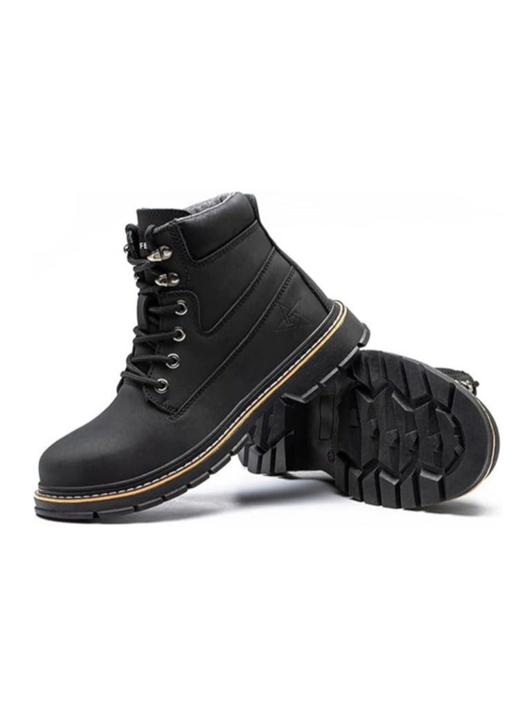 Verci Men's Trendy High Top Classic Steel Toe Boots, Comfy Non Slip Lace Up Durable Work Shoes For Men's Outdoor Activities (42 EUR)  - Image 1
