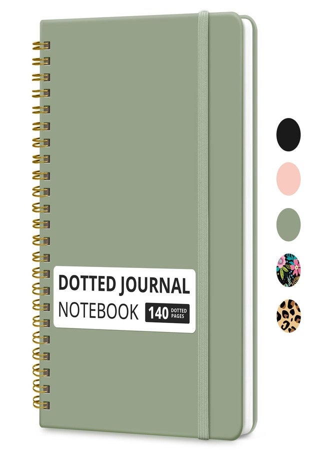 Taja Dotted Spiral Journal Notebook for Women & Men, 140 Pages, Bullet Dotted Notebook for Journaling & Note Taking, Journals for Writing, A5(6"x8") - Green - Image 1
