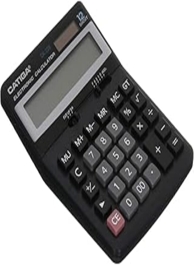 Generic Catiga DK-239 Electronic Calculator Two Power And 12 Digits With Plastic Keys For Office And School - Multi Colour 