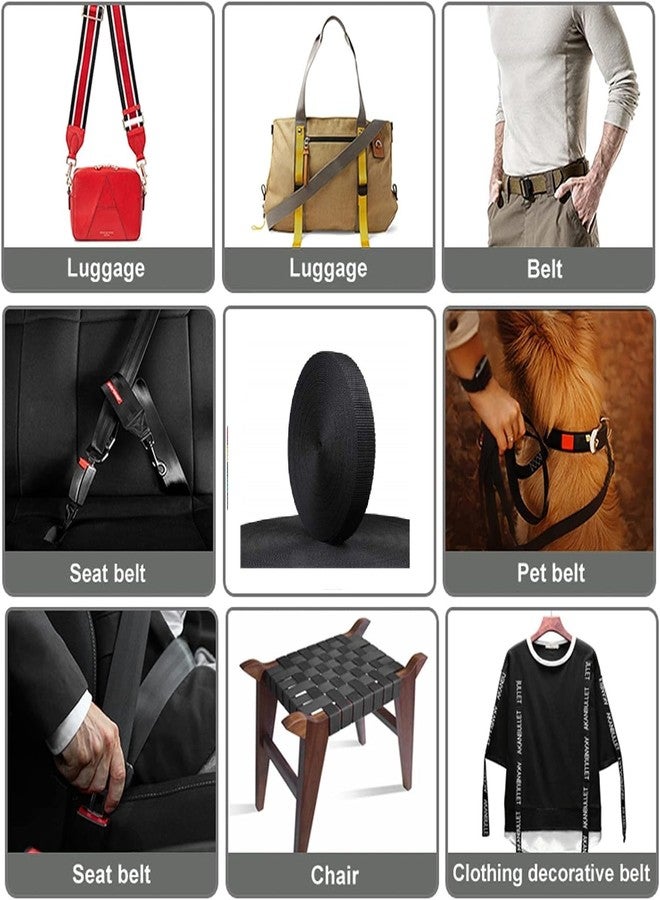 iCONY حزام نايلون طويل من iCONY بطول 10 أمتار لإصلاح حقائب الظهر، وحزام تثبيت الأمتعة، وصنع أطواق الحيوانات الأليفة، والمزيد من المشاريع اليدوية، 6 مشابك إبزيم جانبية، 12 منزلق ثلاثي الانزلاق (أسود 1 بوصة). - Image 4