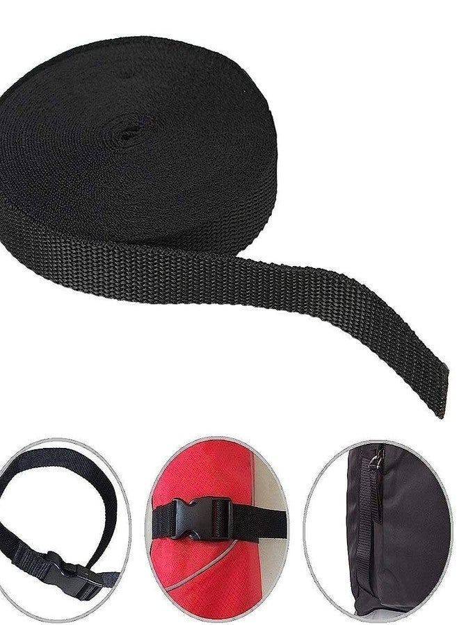 iCONY حزام نايلون طويل من iCONY بطول 10 أمتار لإصلاح حقائب الظهر، وحزام تثبيت الأمتعة، وصنع أطواق الحيوانات الأليفة، والمزيد من المشاريع اليدوية، 6 مشابك إبزيم جانبية، 12 منزلق ثلاثي الانزلاق (أسود 1 بوصة). - Image 2