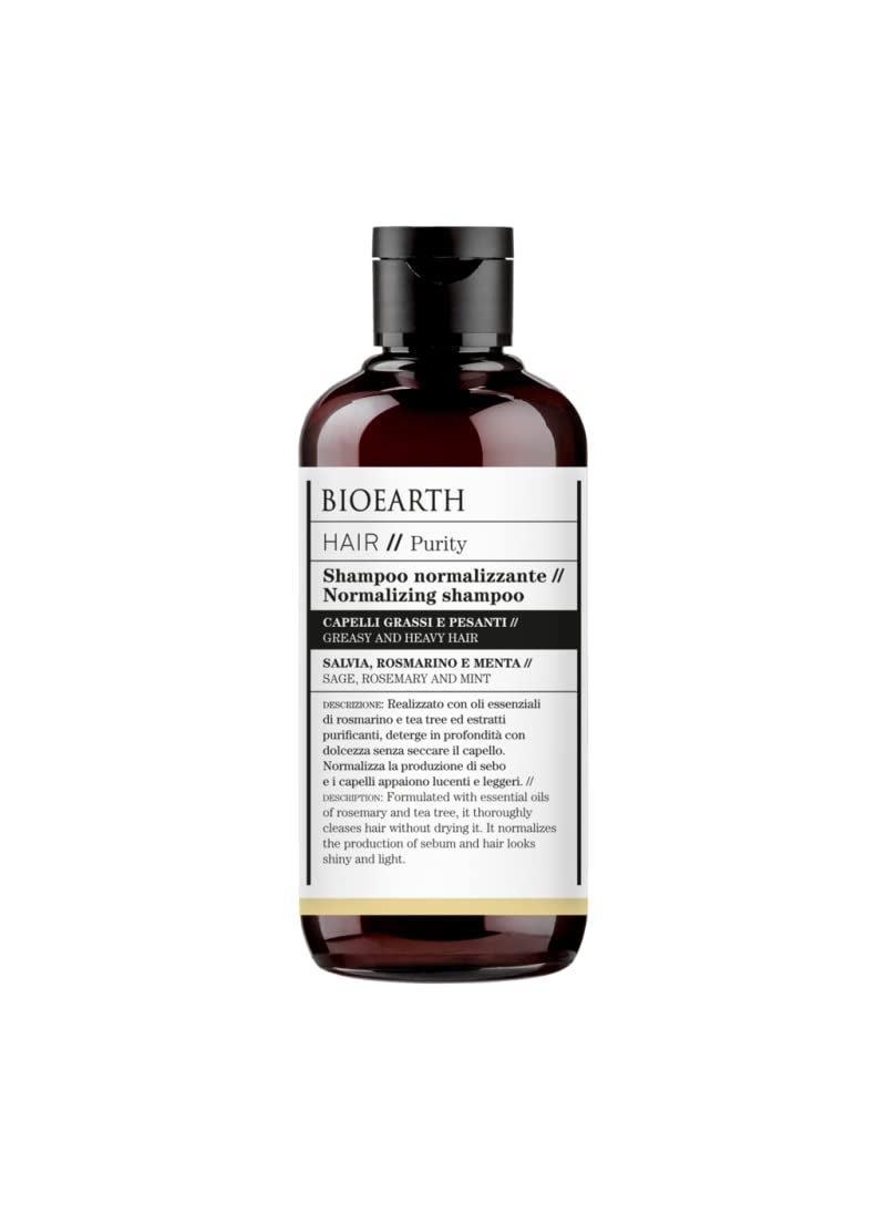 BIOEARTH BIOEARTH Hair Normalizing Shampoo for Oily and Heavy Hair Sebum production regulator Made in Italy Vegan AIAB Certified  250ml Pack 