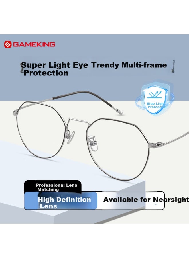 Gameking Blue Light Blocking Radiation Protection Gl Uni Titanium Frame Plain Gl Frame With Prescription 8029 Black Silver - Image 1