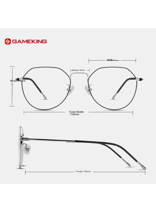 Gameking Blue Light Blocking Radiation Protection Gl Uni Titanium Frame Plain Gl Frame With Prescription 8029 Black Silver - Image 3