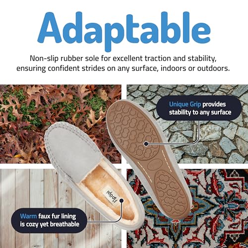 Floopi Women Slippers Moccasins, Soft Faux Fur Lining with Cozy Memory Foam, Ladies House Slippers for Women with Indoor & Outdoor Anti-Skid Sole (11 - Grey) - Image 3