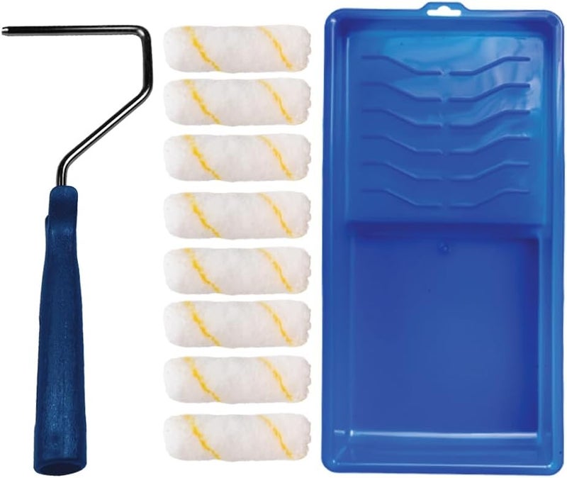 Pro-Grade - Paint Roller Tool Kit - 10 Piece Painting Set - Mini Plastic Paint Tray Set, Mini Roller Frame,Microfiber Roller Covers - Image 1