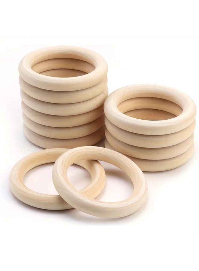 12 Pack 70mm Natural Wooden Rings For Macrame Crafts Curtains Napkin Plant Hanging - Image 1
