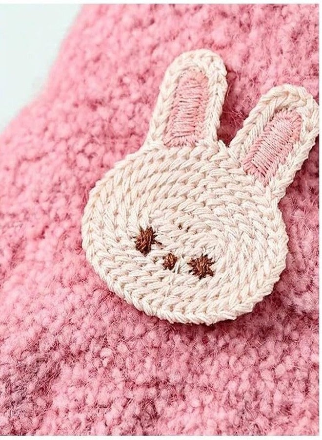 EvoNest Kids Woollen Gloves with Bunny Patch Design, Pink, Age 1-3 Years - Image 5