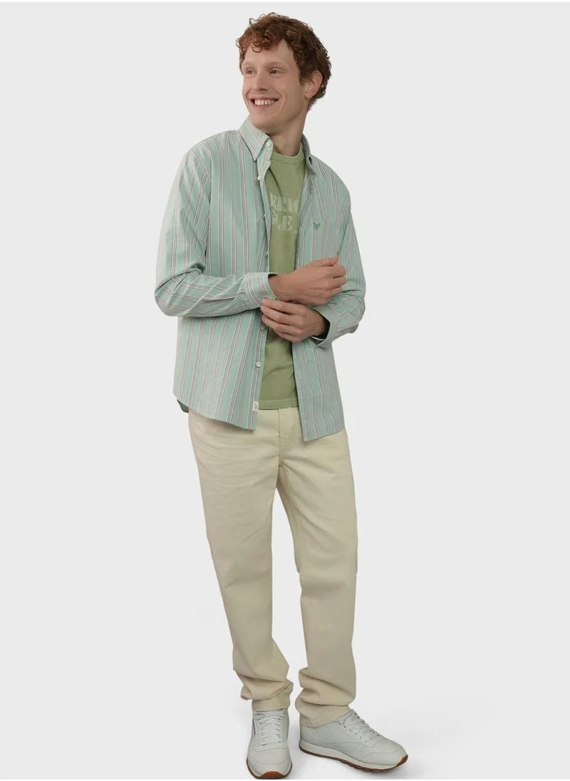 امريكان ايجل Stripe Deatil Button Down Regular Fit Shirt