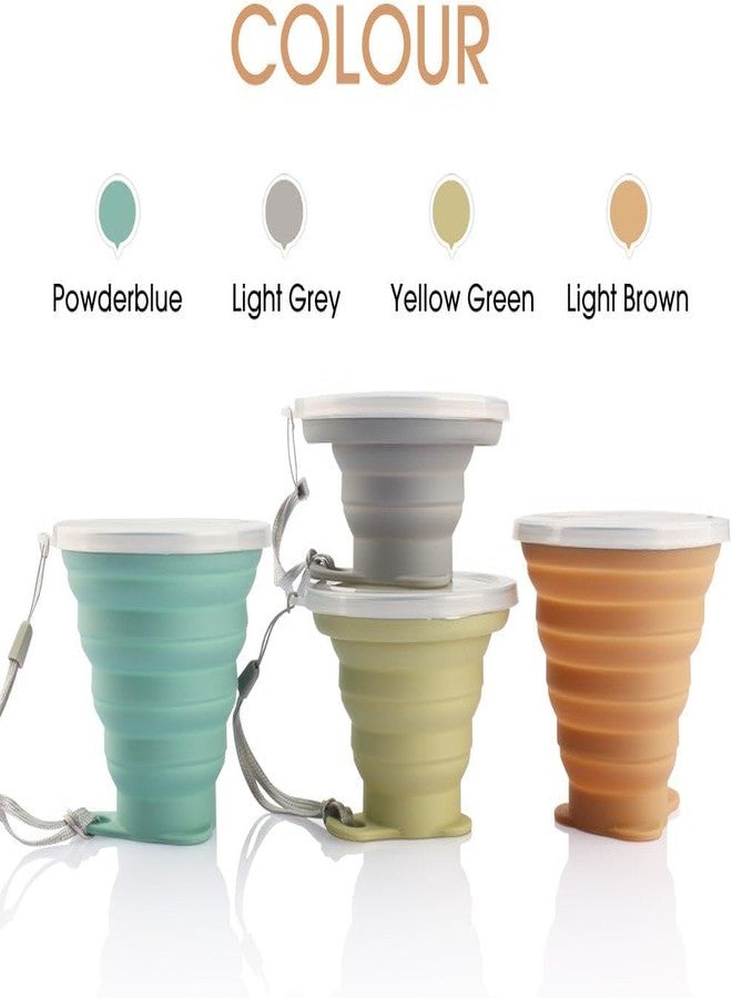 XML Silicone Collapsible Travel Drinking Cup Reusable Small Portable Lightweight Folding With Lid Expandable Drinking Cup For Travel Outdoor Hiking Camping (PACK OF-1/MULTICOLOR) - Image 2