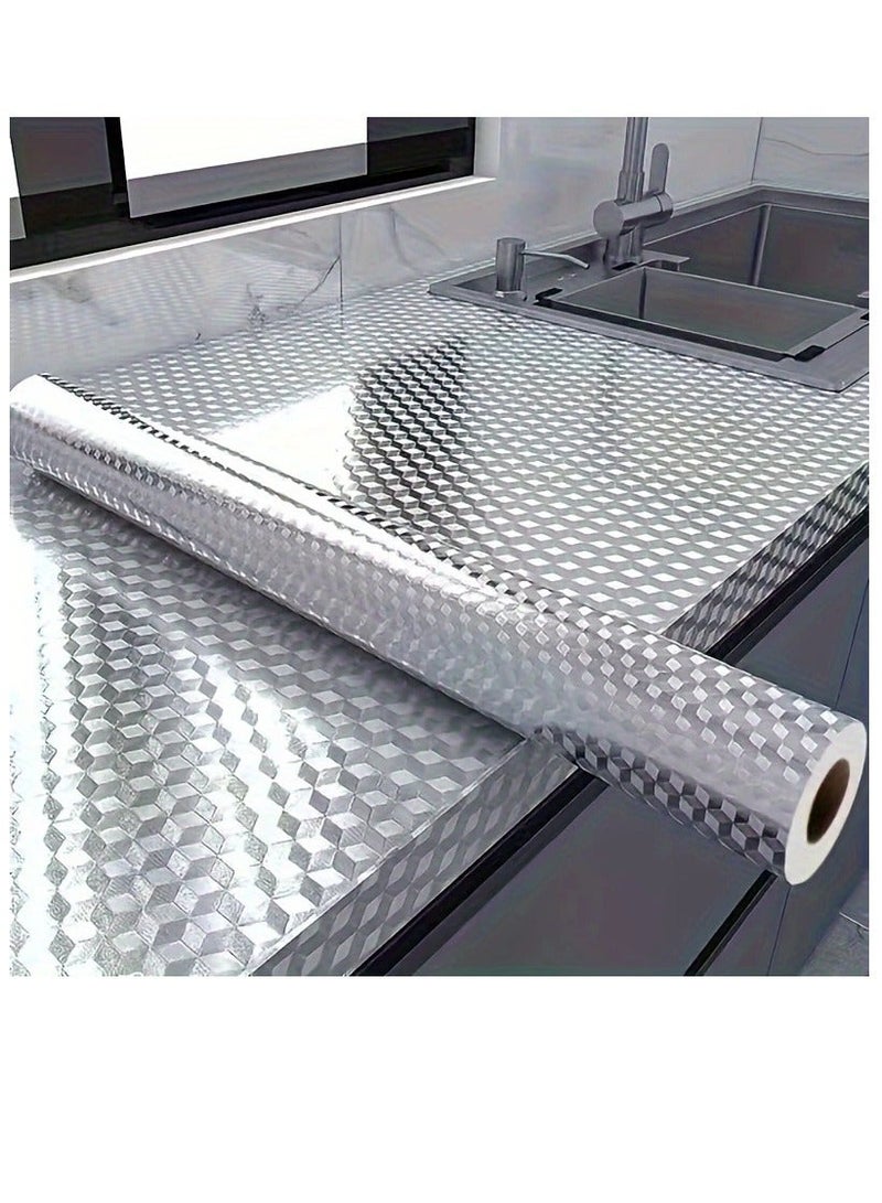 PAMEER Kitchen Backsplash Wallpaper Stickers Self Adhesive Aluminum Foil Stickers Oil Waterproof Heat Resistant Stove Shelve Sticker Size 40 x 100 cm - Image 3