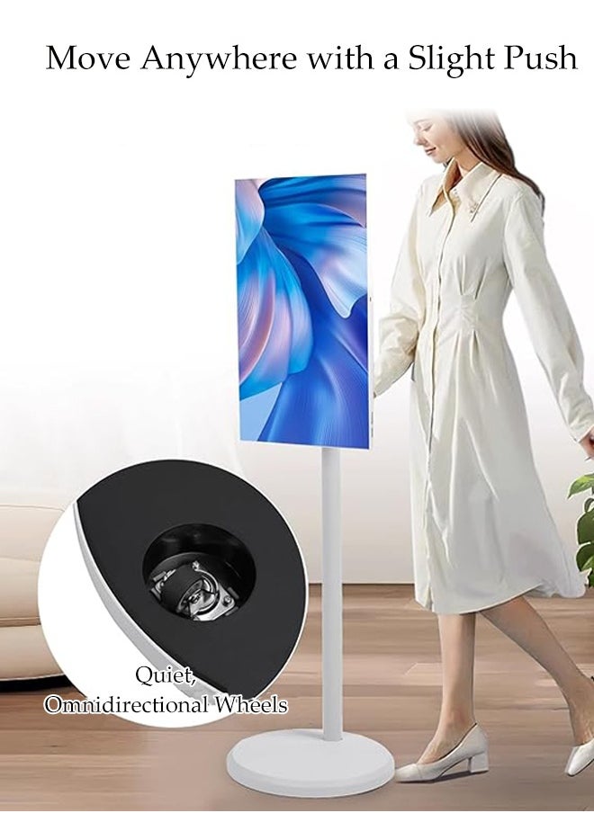Generic - Portable Floor Screen with Adjustable Stand，Rotatable Smart TV Displays，Mobile Touch Screen, Equipped With Casters And Speaker，8G Ram+128G Storage，Suitable For Office, Live Streaming, Teaching, Camping, Entertainment, Fitness，24 Inch - Image 1