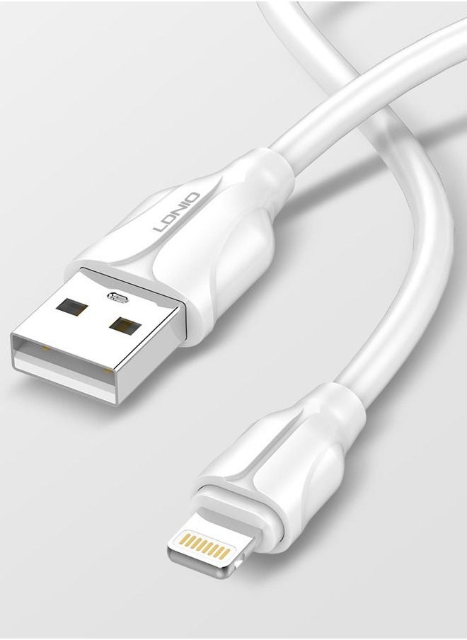 LDNIO - Lightning Cable 2.4A iPhone Charging Cable 1M braided Data Fast Charging and Data Transfer Cable for New iPhone 14/14 Plus/ 14 Pro/14 Pro Max/iPhone 13 12 Pro/ Max/ New iPad White - Image 1