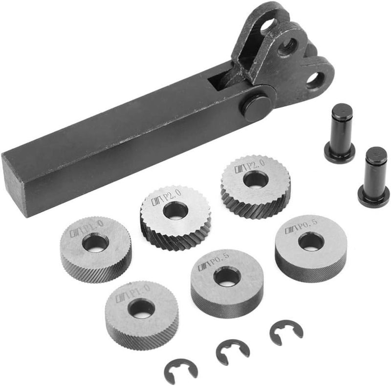 7pcs Steel Knurling Tool Set, Diagonal Dual Wheel Linear Knurl for Lathe Machine, Includes 0.5/1/2mm Pitch Wheels with Positive and Negative Rollers for Anti - Slip - Image 1