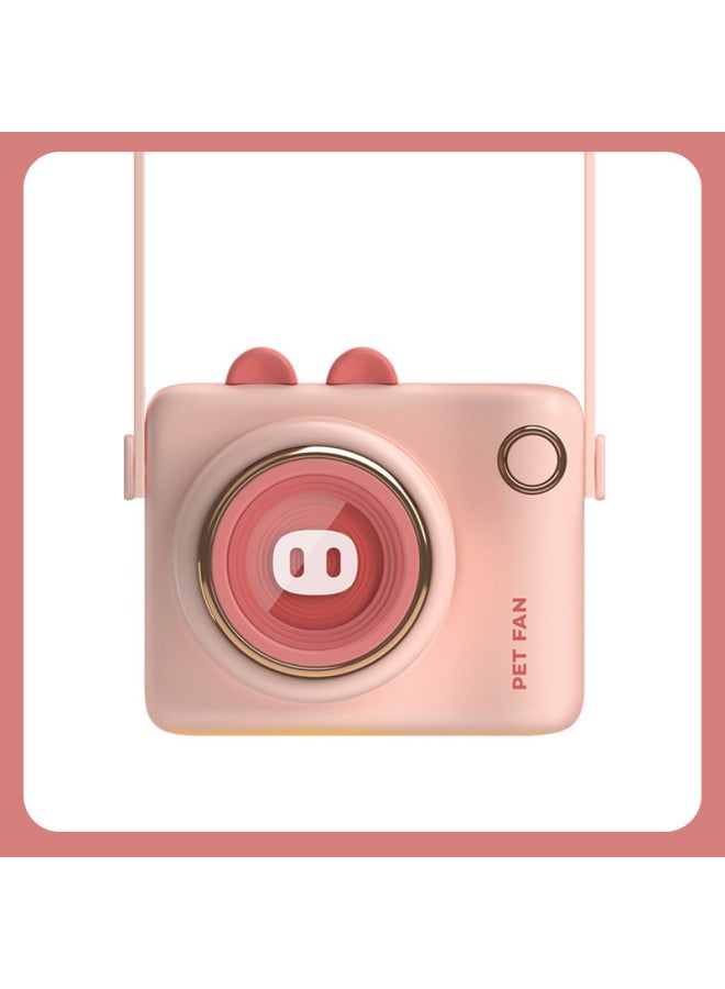 general Summer Mini Fan Cute Pet Small Fan Bladeless USB Charging Hanging Neck Fan Portable Silent Fan-Color:Gl106 【pink 】 Lanyard Fan - Image 1