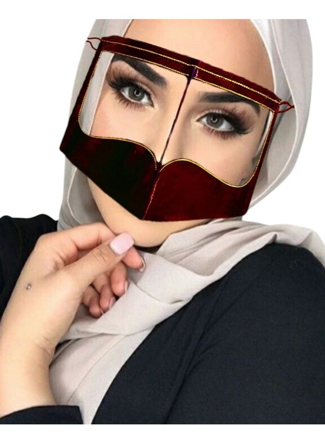 بتولة، برقع، نقاب، قناع وجه عربي تقليدي، زنبق كستنائي 10 قطع - Image 1