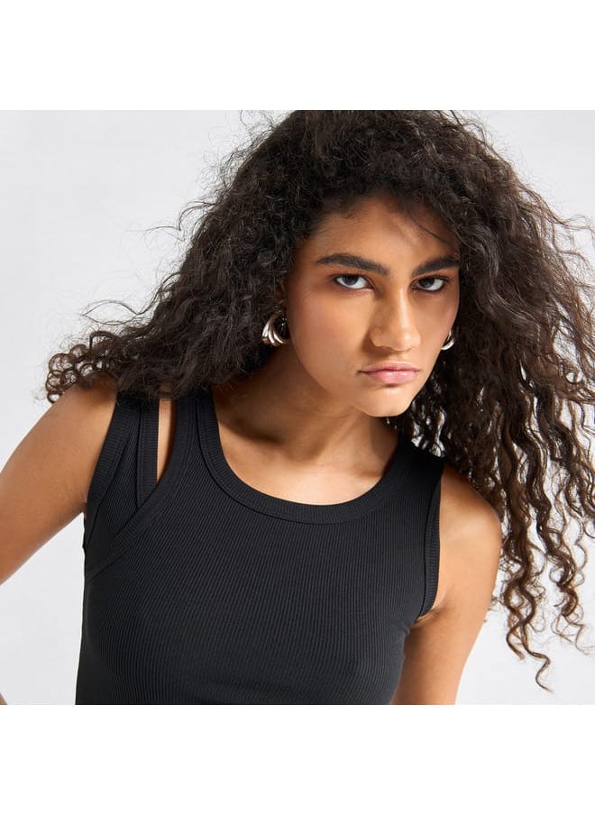 FAV Ribbed Tank Top with Round Neck  - Image 4
