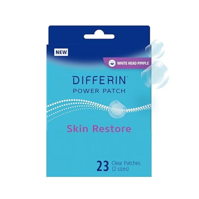 Differin Power Patches for White Head Pimples, Hydrocolloid Patches formulated with Zinc Hyaluronate and Niacinamide, 4-in-1 Hydrotech™ Formula, Helps Absorb Impurities and Restore Skin, 23 ct - Image 1