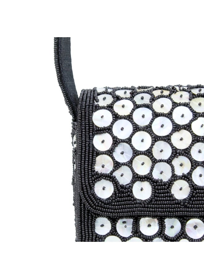 Dollar's Dollars Fashion Beaded Satin Evening Bag for Women, Elegant Shell Sequin Purse with Top Handle, Luxury Vintage Formal Shoulder Bag for Weddings, Prom & Parties, Bridal Evening Clutch Bag - Image 2