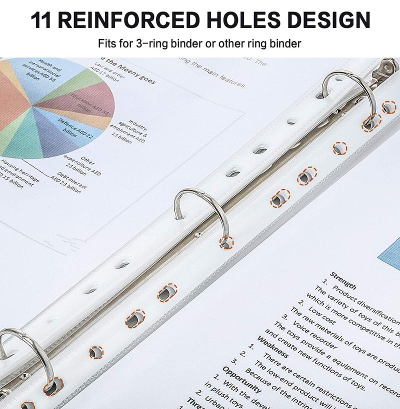 PANDRI Sheet Protectors, PANDRI 1000 Pack Clear Heavy Duty Plastic Page Protectors Sheet Reinforced 11-Hole Fit for 3 Ring Binder Fits Standard 8.5 x 11 Paper, 9.25 x 11.25 Top Loaded, Excluding Acid - Image 3
