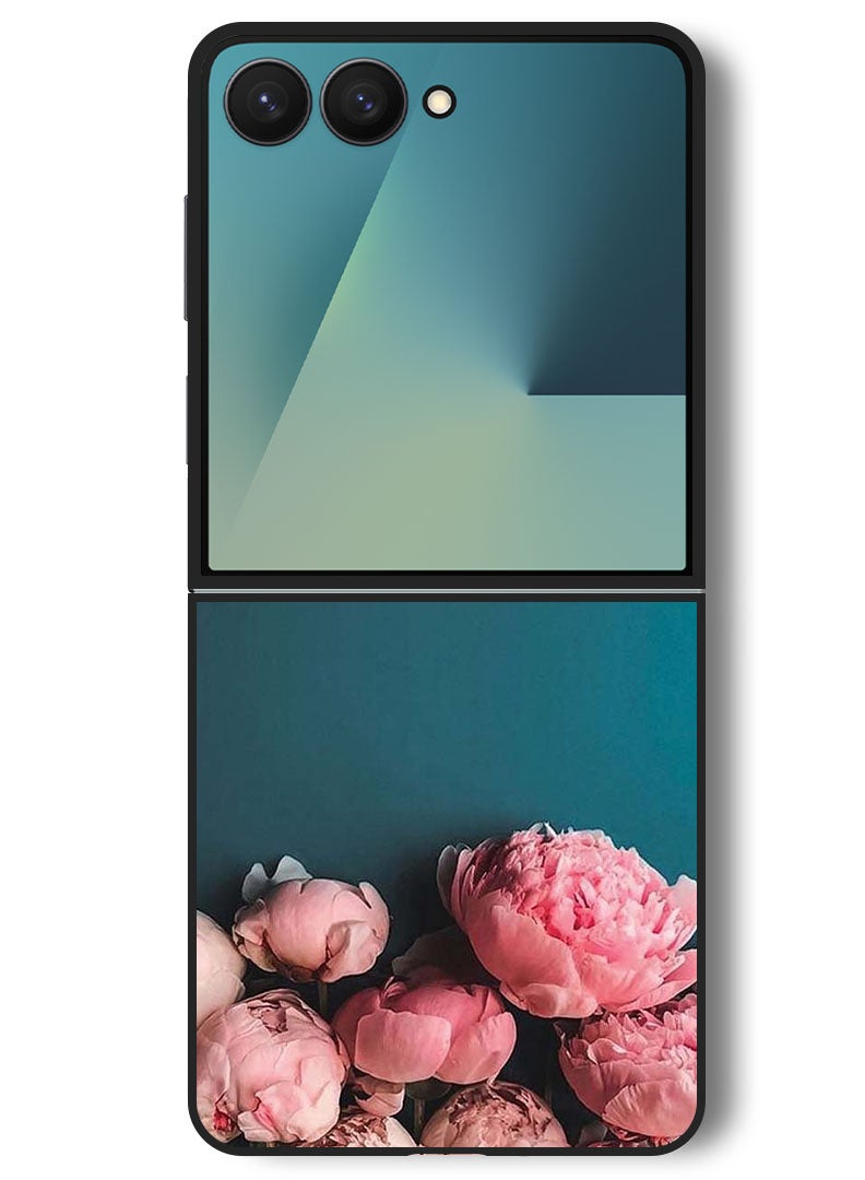 Theodor Case Compatible with Samsung Galaxy Z Flip 7 - 6.9 Inch Protection Shockproof Bumper Cover Flowers - Image 1