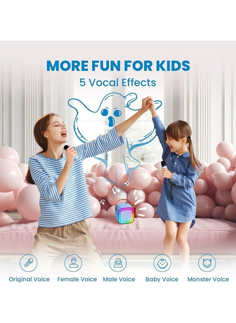 ELTRAZONE K12 Mini Karaoke Machine For Kids With 2 Wireless Microphones – Portable Bluetooth Speaker With Colorful LED Lights – Rechargeable Music Player For Singing, Parties & Gifts – Fun Wireless Karaoke Set For Boys & Girls With Echo Control - Image 3