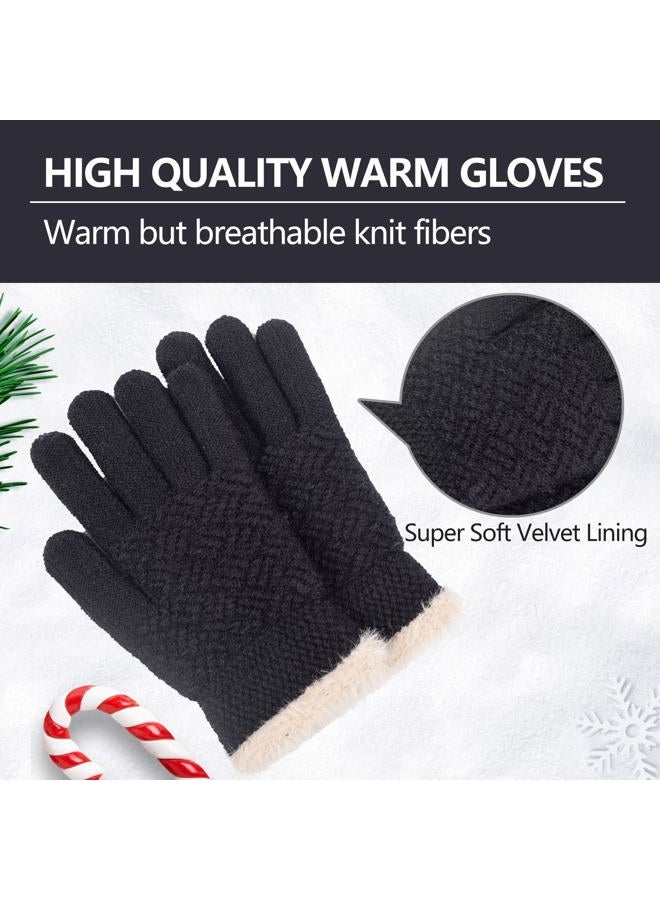 FENELY Kids Winter Gloves Toddler Knit Cotton Boys Girls Youth Warm Full Fingers Thermal Black White Guantes Para NiñOs Gift For Children - Image 2