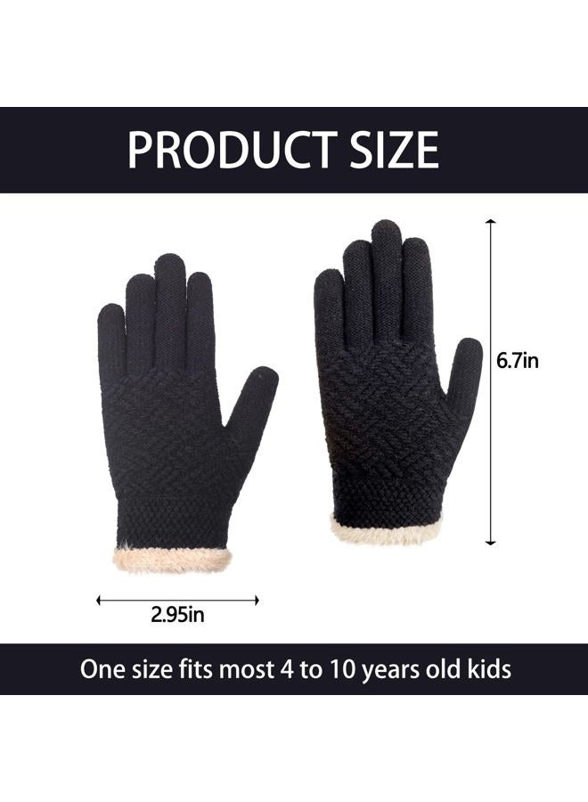 FENELY Kids Winter Gloves Toddler Knit Cotton Boys Girls Youth Warm Full Fingers Thermal Black White Guantes Para NiñOs Gift For Children - Image 4