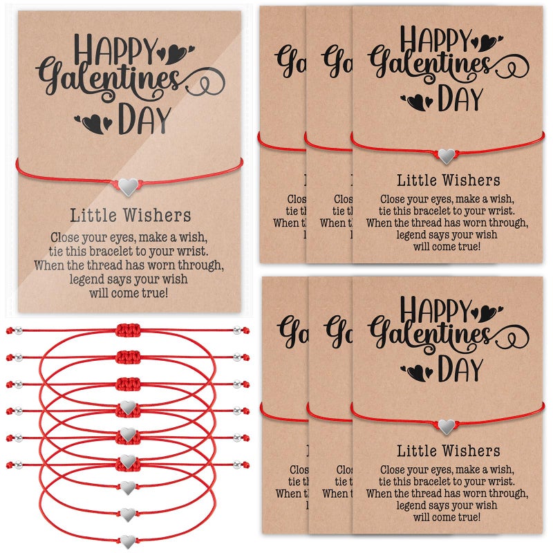 Denylo pro 6 Sets Valentine's Day Bracelets with Cards Bags Adjustable Charm Bracelets for Women Valentine's Day Gifts Party Favors - Image 1