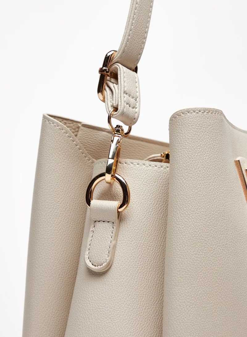 shoexpress Solid Tote Bag with Double Handle and Magnetic Button Closure