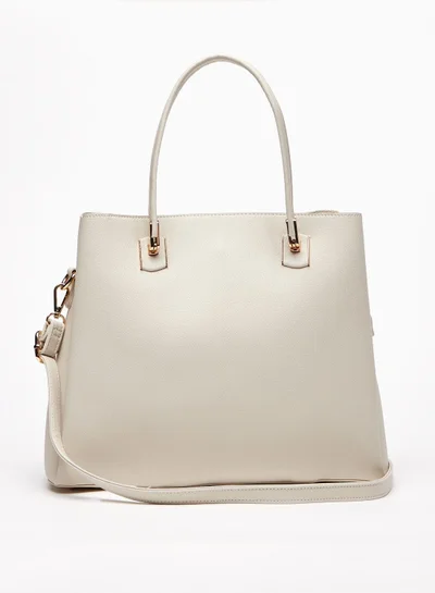 shoexpress Solid Tote Bag with Double Handle and Magnetic Button Closure